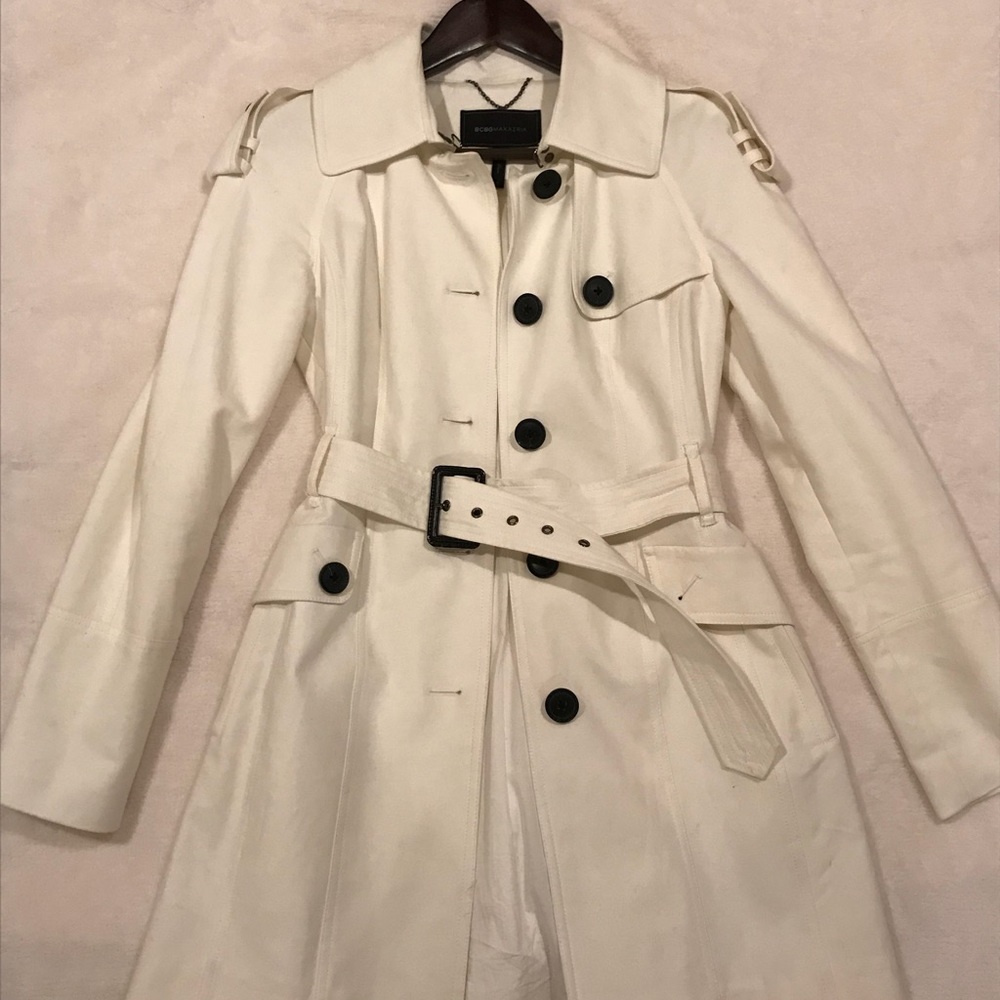 BCBG Maxazria White Trench coat